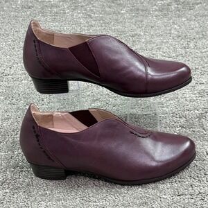 Spring Step Shooties Women Size 37 Burgundy Leather Low Heel Slip On Ankle Boots